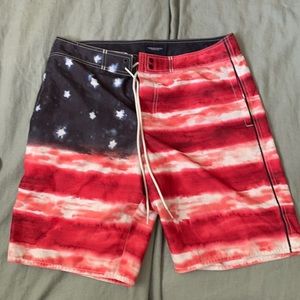 American flag swim trunks